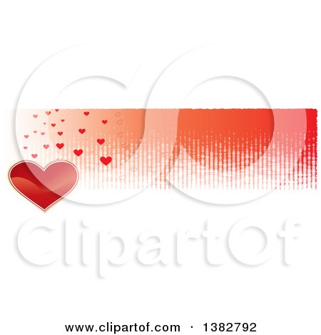Clipart of a Valentines Day Website Banner Header with a Red Heart and Grunge - Royalty Free Vector Illustration by MilsiArt