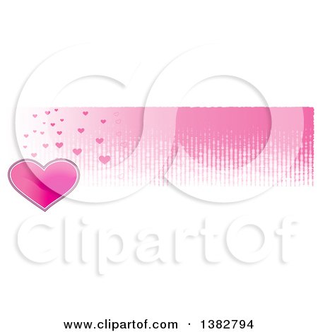 Clipart of a Valentines Day Website Banner Header with a Pink Heart and Grunge - Royalty Free Vector Illustration by MilsiArt