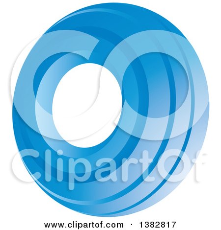 Clipart of a 3d Abstract Blue Oval Icon - Royalty Free Vector Illustration by MilsiArt