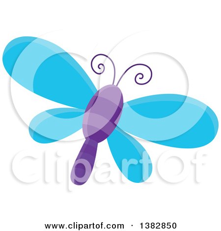 Clipart of a Blue and Purple Dragonfly - Royalty Free Vector Illustration by visekart