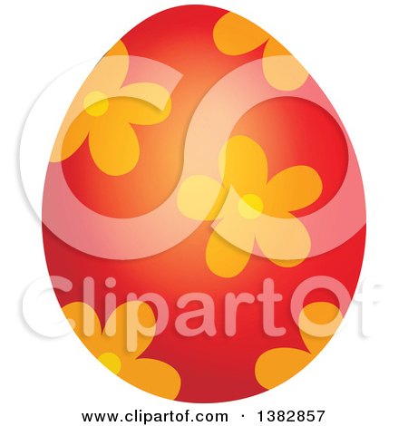 Clipart of a Red Easter Egg with Flowers - Royalty Free Vector Illustration by visekart