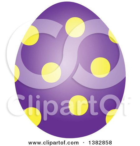 Clipart of a Purple Easter Egg with Yellow Dots - Royalty Free Vector Illustration by visekart