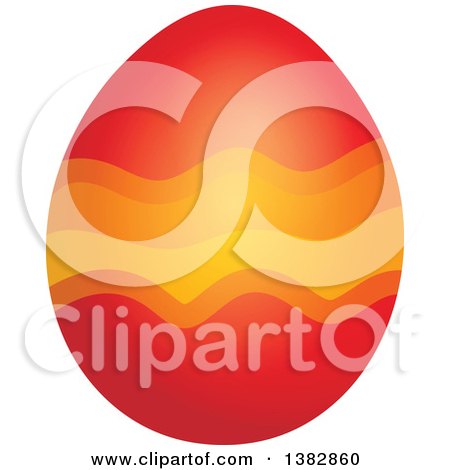 Clipart of a Red Easter Egg with Waves - Royalty Free Vector Illustration by visekart