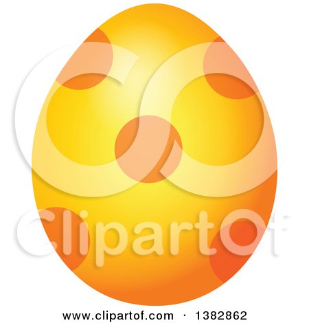 Clipart of an Orange Polka Dot Easter Egg - Royalty Free Vector Illustration by visekart