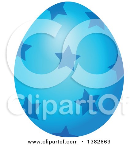 Clipart of a Blue Easter Egg with Stars - Royalty Free Vector Illustration by visekart