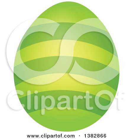 Clipart of a Green Easter Egg with Stripes - Royalty Free Vector Illustration by visekart