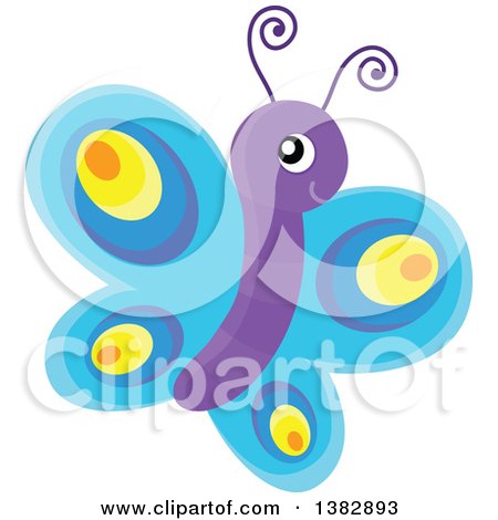 Clipart of a Flying Cute Butterfly - Royalty Free Vector Illustration by visekart