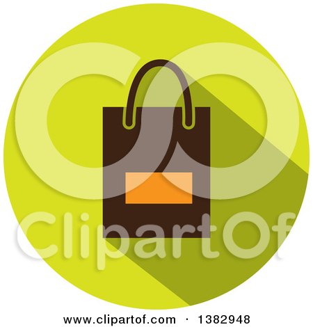 Clipart of a Flat Design Round Shopping Bag Icon - Royalty Free Vector Illustration by ColorMagic