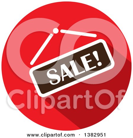 Clipart of a Flat Design Round Sale Icon - Royalty Free Vector Illustration by ColorMagic