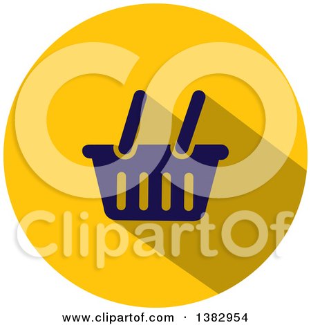 Clipart of a Flat Design Round Shopping Basket Icon - Royalty Free Vector Illustration by ColorMagic