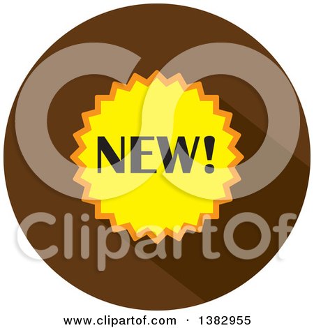 Clipart of a Flat Design Round New Icon - Royalty Free Vector Illustration by ColorMagic
