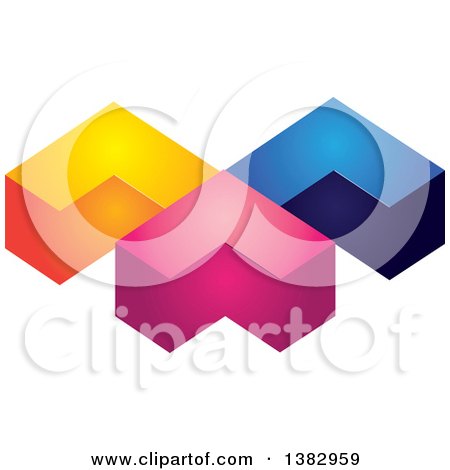 Clipart of a 3d Colorful Abstract Arrow Design - Royalty Free Vector Illustration by ColorMagic