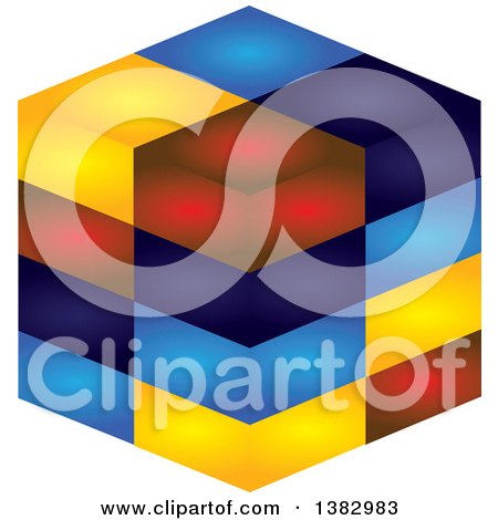 Clipart of a Colorful Abstract Cube Design - Royalty Free Vector Illustration by ColorMagic