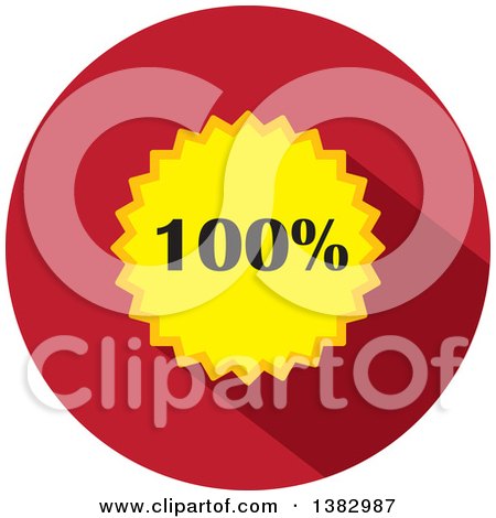 Clipart of a Flat Design Round One Hundred Percent Icon - Royalty Free Vector Illustration by ColorMagic