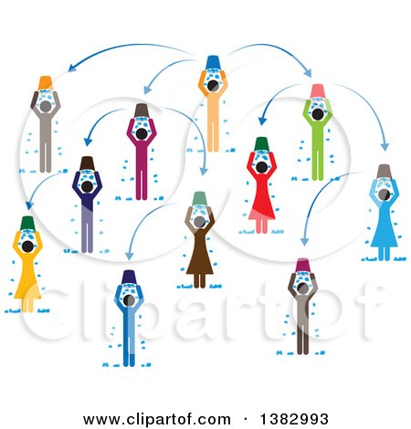 Clipart of a Chart of Colorful People Doing the Ice Bucket Challenge - Royalty Free Vector Illustration by ColorMagic