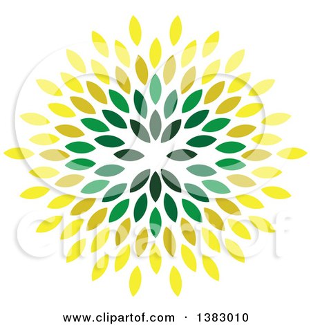 Clipart of a Circle of Green and Yellow Leaves - Royalty Free Vector Illustration by ColorMagic