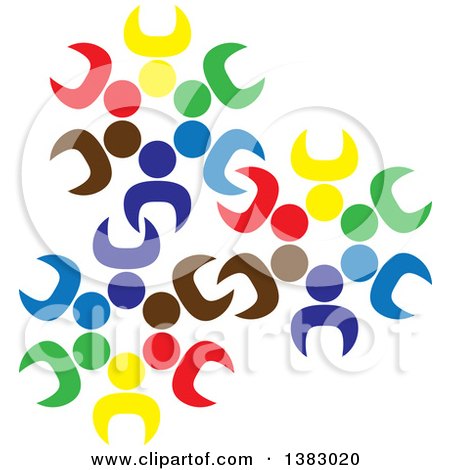 Clipart Of A Teamwork Unity Circle of Colorful Diverse People - Royalty Free Vector Illustration by ColorMagic