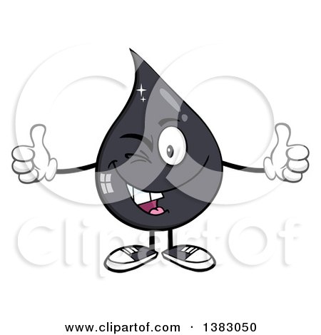 Clipart of a Cartoon Oil Drop Mascot Winking and Giving Two Thumbs Up| Royalty Free Vector Illustration by Hit Toon