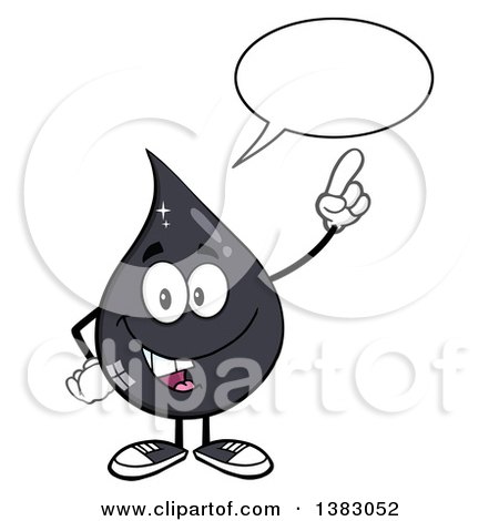 Clipart of a Cartoon Oil Drop Mascot Talking and Holding up a Finger - Royalty Free Vector Illustration by Hit Toon