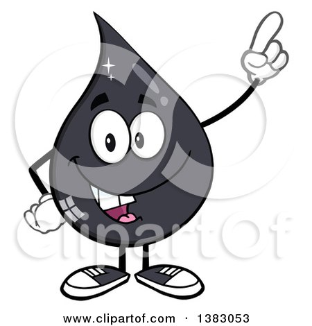 Clipart of a Cartoon Oil Drop Mascot Holding up a Finger - Royalty Free Vector Illustration by Hit Toon