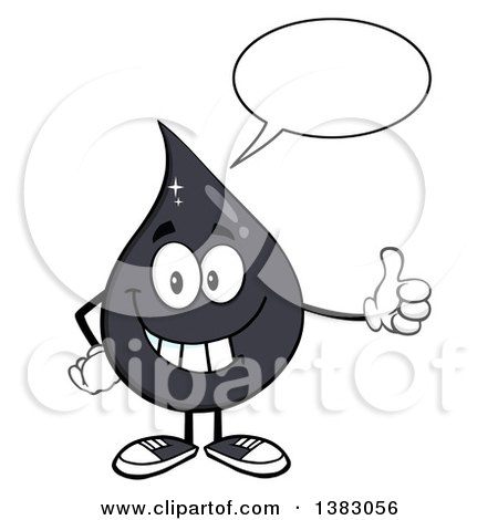 Clipart of a Cartoon Oil Drop Mascot Talking and Giving a Thumb up - Royalty Free Vector Illustration by Hit Toon