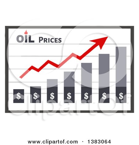 Clipart of a Bar Graph Showing an Increase in Oil Prices - Royalty Free Vector Illustration by Hit Toon