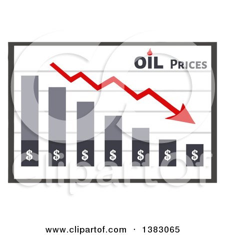 Clipart of a Bar Graph Showing a Decline in Oil Prices - Royalty Free Vector Illustration by Hit Toon