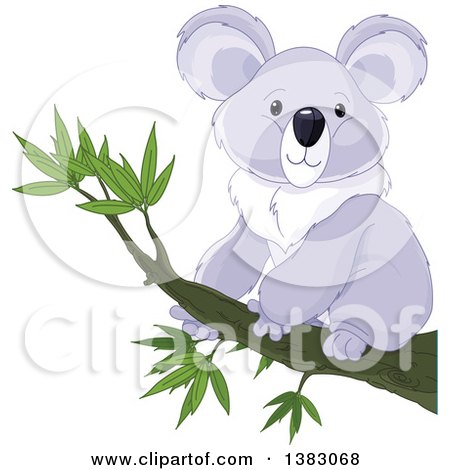 Clipart of a Cute Koala Sitting on a Branch - Royalty Free Vector Illustration by Pushkin