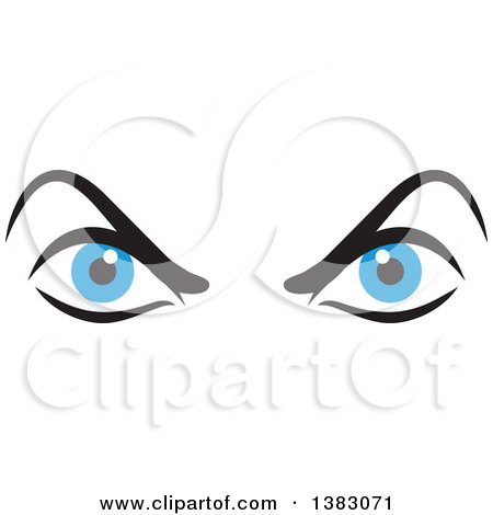 Clipart of a Pair of Angry Blue Eyes - Royalty Free Vector Illustration by Johnny Sajem