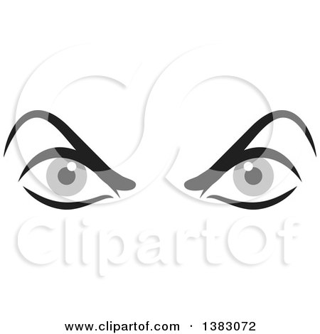 Clipart of a Pair of Angry Gray Eyes - Royalty Free Vector Illustration by Johnny Sajem