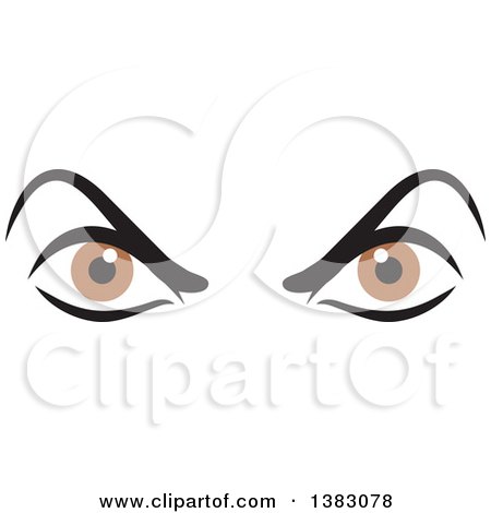 Clipart of a Pair of Angry Brown Eyes - Royalty Free Vector Illustration by Johnny Sajem