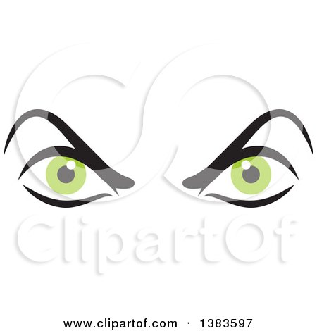 Clipart of a Pair of Angry Green Eyes - Royalty Free Vector Illustration by Johnny Sajem