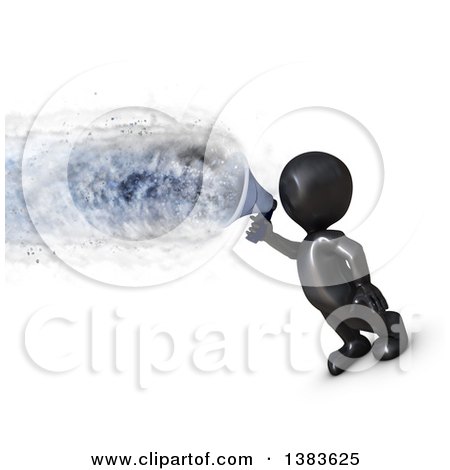 Clipart of a 3d Black Man Using a Megaphone, with an Explosion, on a White Background - Royalty Free Illustration by KJ Pargeter