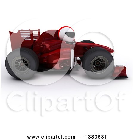 Clipart of a 3d White Man Driver in a Forumula One Race Car, on a White Background - Royalty Free Illustration by KJ Pargeter