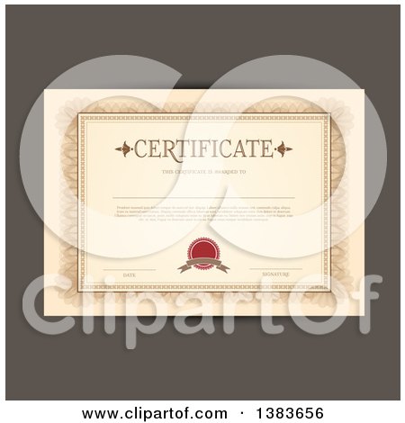 Clipart of a Certificate Template with Sample Text over Brown - Royalty Free Vector Illustration by KJ Pargeter