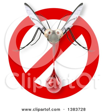 Clipart of a 3d Mosquito, on a White Background - Royalty Free Illustration by Julos