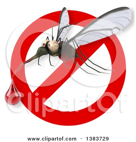 Clipart of a 3d Mosquito, on a White Background - Royalty Free Illustration by Julos