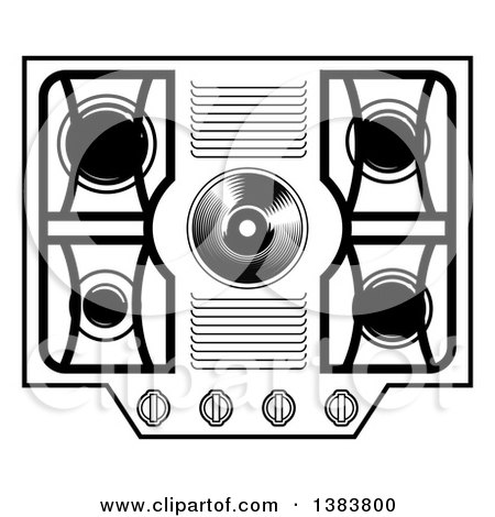 Clipart of a Black and White Kitchen Stove Hob Cook Top - Royalty Free Vector Illustration by Frisko