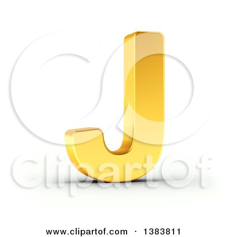 Clipart of a 3d Golden Capital Letter J, on a Shaded White Background, With Clipping Path - Royalty Free Illustration by stockillustrations