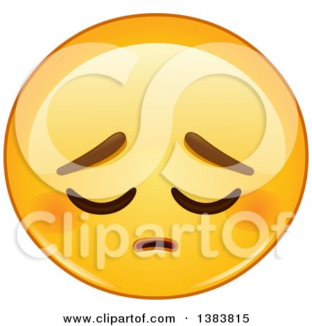 Clipart of a Cartoon Pensive Yellow Emoji Smiley Face Emoticon - Royalty Free Vector Illustration by yayayoyo
