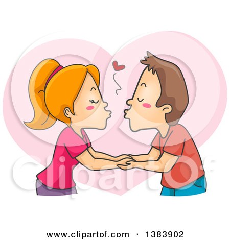 https://images.clipartof.com/small/1383902-Clipart-Of-A-Cartoon-Red-Haired-White-Woman-And-Brunette-Man-Kissing-And-Holding-Hands-Over-A-Heart-Royalty-Free-Vector-Illustration.jpg