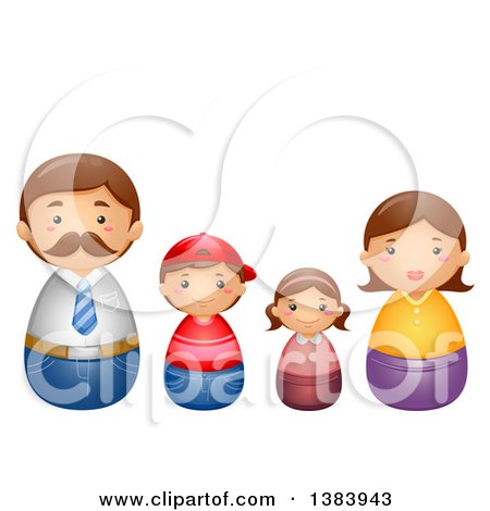 Clipart of a Caucasian Nesting Doll Family of Four - Royalty Free Vector Illustration by BNP Design Studio