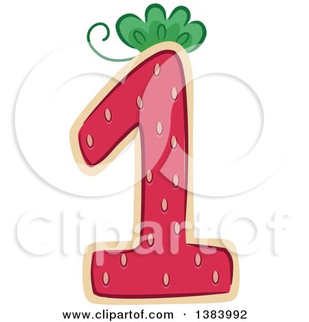 Clipart of a Strawberry Number One - Royalty Free Vector Illustration by BNP Design Studio