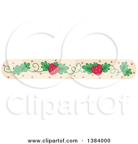 Clipart of a Border of Strawberries and Vines on Tan - Royalty Free Vector Illustration by BNP Design Studio