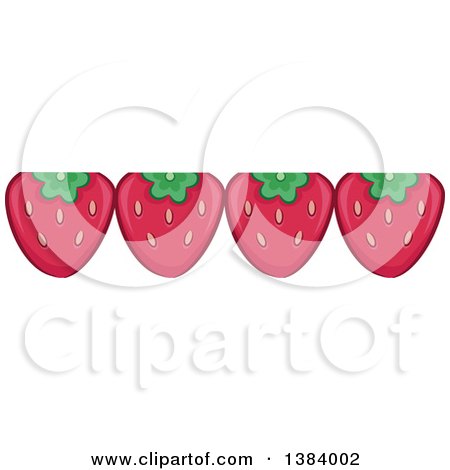Clipart of a Border of Four Strawberries - Royalty Free Vector Illustration by BNP Design Studio