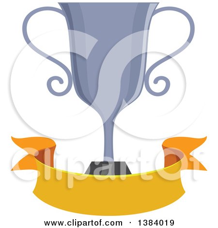 Clipart of a Silver Trophy Cup with a Blank Ribbon Banner - Royalty Free Vector Illustration by BNP Design Studio