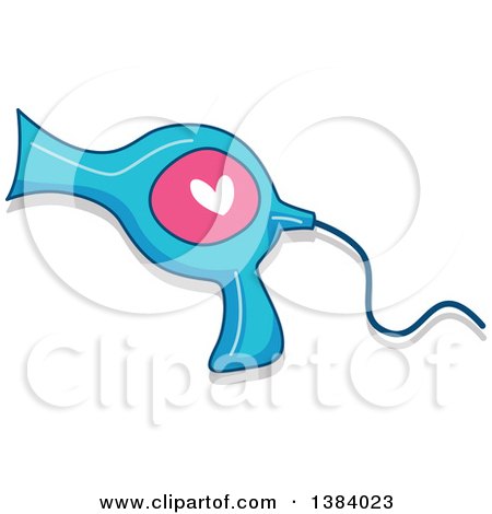 Clipart of a Pink and Blue Hair Dryer - Royalty Free Vector Illustration by BNP Design Studio