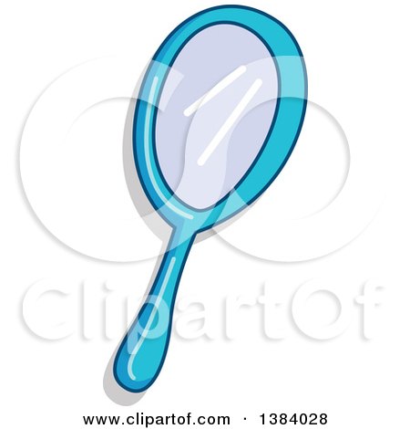 Clipart of a Blue Hand Mirror - Royalty Free Vector Illustration by BNP Design Studio