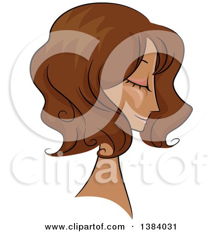 Clipart of a Sketched Black Woman in Profile, with Her Hair in a Wavy 50s Style - Royalty Free Vector Illustration by BNP Design Studio