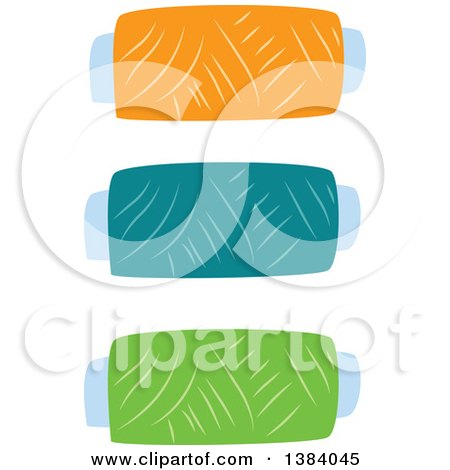 Clipart of Sewing Thread in Orange, Teal and Green - Royalty Free Vector Illustration by BNP Design Studio